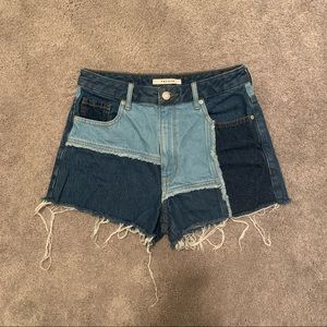 Pacsun High Rise Festival Patchwork Denim Shorts